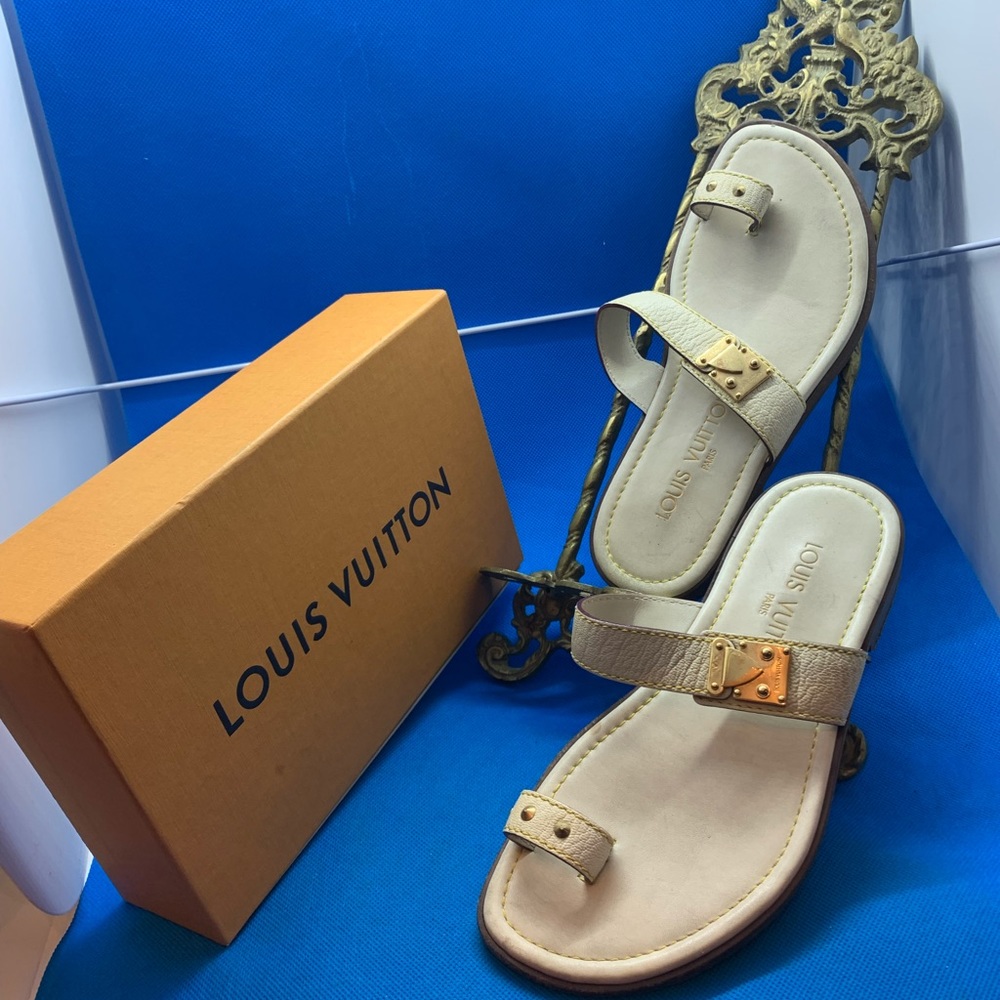 LV Louis Vuitton rare leather sandals 35 - Picture 1 of 16